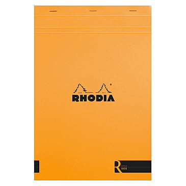 RHODIA LE R PREMIUM HEAD STAPLED PAD, ORANGE, 90G CF BRUSHED VELLUM
