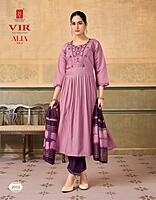 Women Mustard Yellow & Teal Embroidered Kurta Pant Dupatta Set