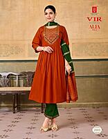 Women Mustard Yellow & Teal Embroidered Kurta Pant Dupatta Set
