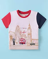 ToffyHouse  Half Sleeves T-Shirt & Shorts Set With London Print - Red