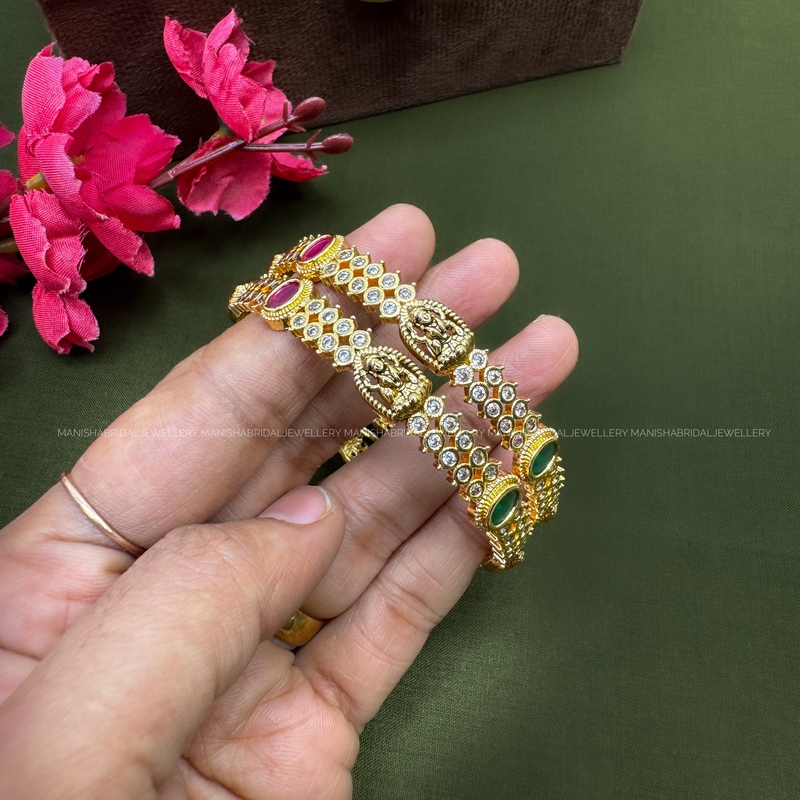 Pink and green lakshmi Bangle