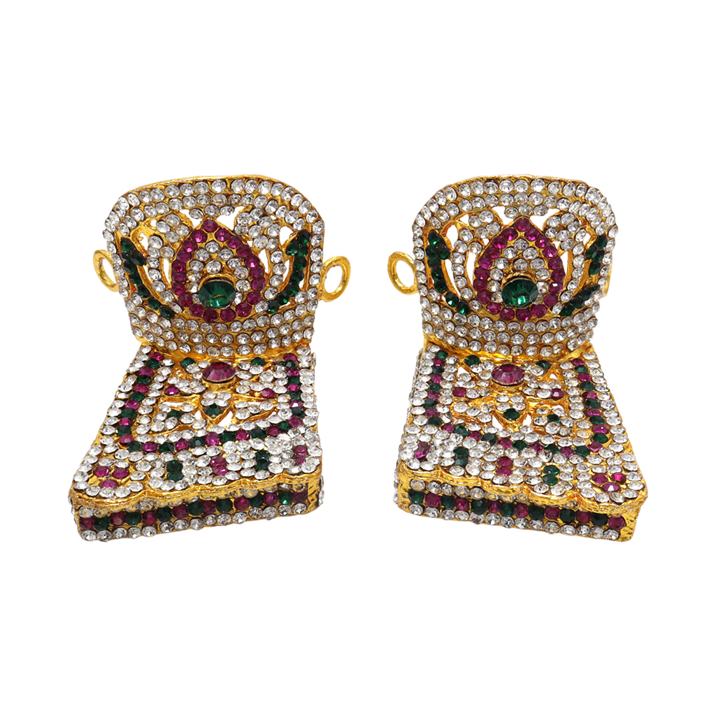 .God Ornament Gold Plated Multi Stone Hand&Leg with Namam, God Stone Ear