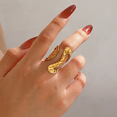 Aurelith 18K Gold-Plated Sculptural Open Ring