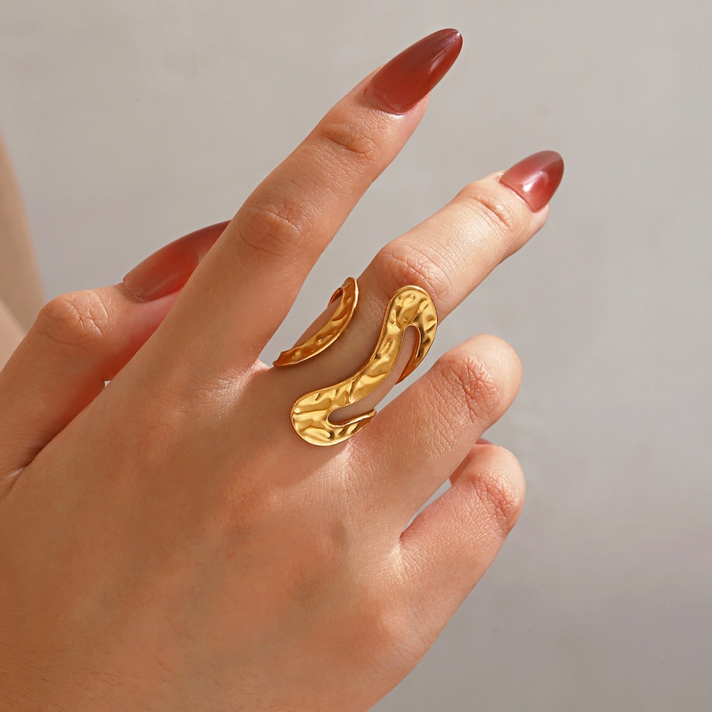 Aurelith 18K Gold-Plated Sculptural Open Ring