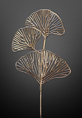 Ginkgo Leaf on Stick - Gold