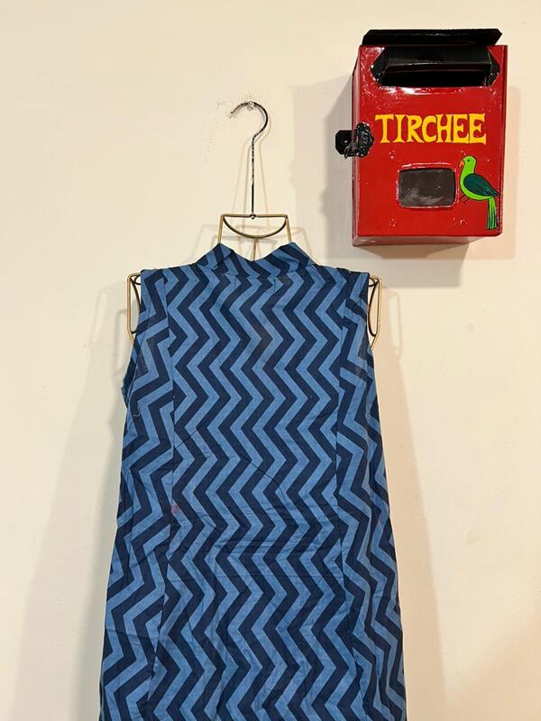 Charita's Everyday Sleeve Less Flare Dress - Blue ZigZag