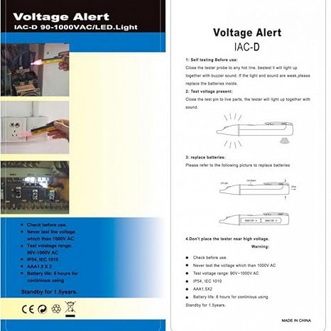 1AC-D Non-Contact Voltage Tester Pen, 90-1000V with LED Indicator 1AC-D Non-Contact Voltage Tester Pen, 90-1000V with LED Indicator