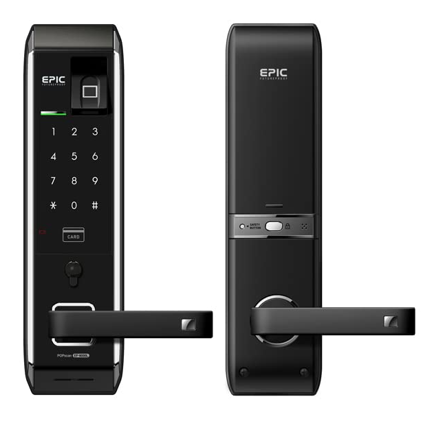 Epic EF-8000L(B) Mortise Digital Door Lock with  Fingerprint, Pin Number, RFID Card & Mechnical Key