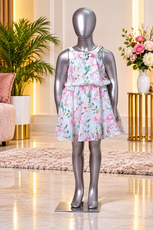 1808 kids shiffon midiset,white and pink ,size-20