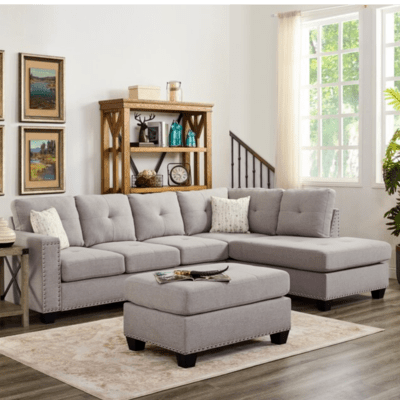 Woodenlia Reversible Sectional Sofa with Ottoman Woodenlia Reversible Sectional Sofa with Ottoman