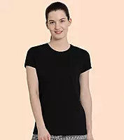 Enamor Essentials Womens E047-Short Sleeve Crew Neck Slim Fit Stretch Cotton Tee