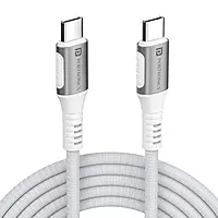 Konnect Y 1M USB-C to USB-C Cable – White Fast Charging & High-Speed Data Transfer