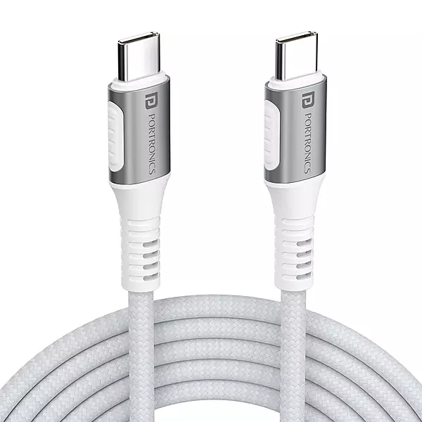 Konnect Y 1M USB-C to USB-C Cable – White Fast Charging & High-Speed Data Transfer