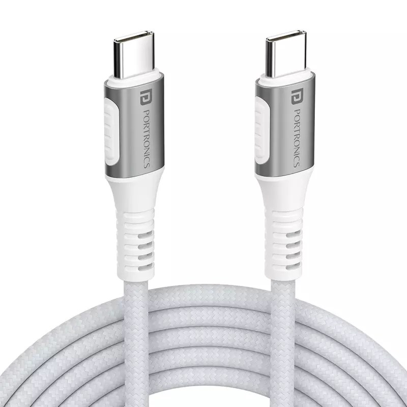Konnect Y 1M USB-C to USB-C Cable – White Fast Charging & High-Speed Data Transfer