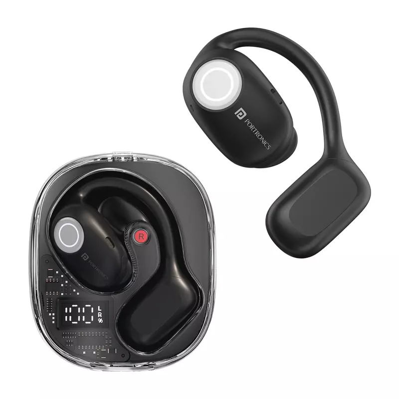POR 2631 Harmonics Twins 30 OWS Earbuds – Bluetooth 5.3 | Out-Ear Design | Bass| Black