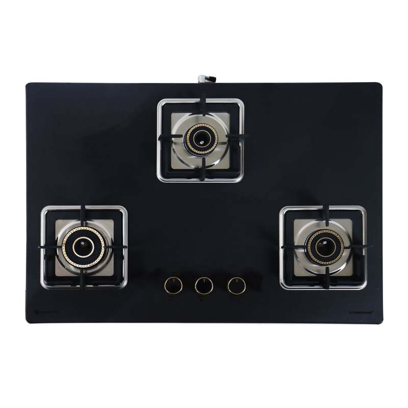 Shine Gold Three Burner Gas Stove | Hob Top Auto Ignition