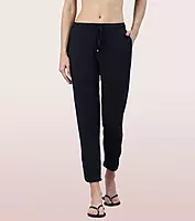 Enamor Essentials Printed Tapered Lounge Pants With Self Fabric Drawstring With Metal Ends E048