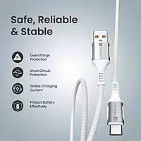 Portronics Konnect Y USB to Type-C Cable – White, durable and fast charging, perfect for connecting devices. Ideal for data transfer and syncing, compatible with various Type-C devices.