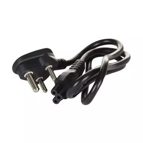 Lapcare notebook power cable featuring IEC C5 (Mickey‑Mouse) connector for laptop/adaptor, approx. 1 m long with strain relief—secure & reliable
