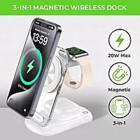 UltraProlink UM1006CRWHT - Vylis Crystal 3 in 1 Wireless Charging Dock with Adapter