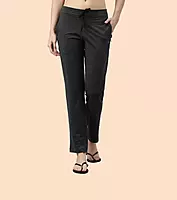 Enamor Essentials Womens E014-Mid Rise Slim Fit Basic Straight Leg Lounge Pants