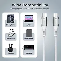 Konnect Y 1M USB-C to USB-C Cable – White Fast Charging & High-Speed Data Transfer