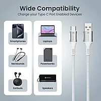 Portronics Konnect Y USB to Type-C Cable – White, durable and fast charging, perfect for connecting devices. Ideal for data transfer and syncing, compatible with various Type-C devices.