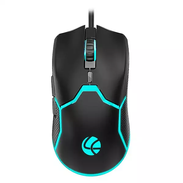 Lapcare Champ Razor LGM‑204 gaming mouse: 3600 DPI optical sensor, rainbow RGB backlight, 6 macro buttons, rubber oil grip & 5M click lifespan.