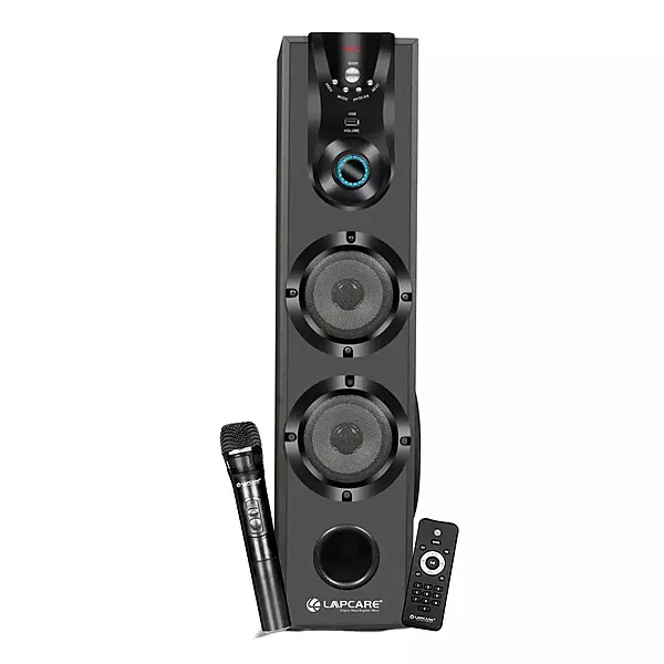 lapcare Dhamaka LTS‑603 delivers 50 W RMS sound, deep bass, Bluetooth 5.0, USB/AUX/FM playback, LED display, and comes with wireless mic & remote control