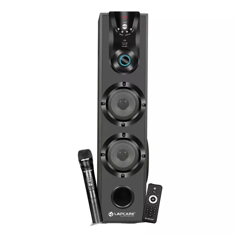 lapcare Dhamaka LTS‑603 delivers 50 W RMS sound, deep bass, Bluetooth 5.0, USB/AUX/FM playback, LED display, and comes with wireless mic & remote control