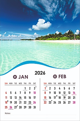 2026 Ocean View Wall Calendar