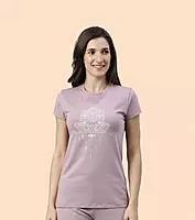 Enamor Essentials Womens E147-Short Sleeve Crew Neck Slim Fit Stretch Cotton Tee