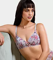 Enamor Medium Coverage, Wirefree Perfect Plunge Women T-Shirt Lightly Padded Printed Bra - F023