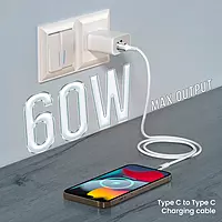 Konnect Y 1M USB-C to USB-C Cable – White Fast Charging & High-Speed Data Transfer