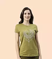 Enamor Essentials Womens E147-Short Sleeve Crew Neck Slim Fit Stretch Cotton Tee