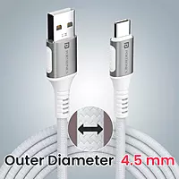 Portronics Konnect Y USB to Type-C Cable – White, durable and fast charging, perfect for connecting devices. Ideal for data transfer and syncing, compatible with various Type-C devices.