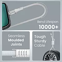 Portronics Konnect Y USB to Type-C Cable – White, durable and fast charging, perfect for connecting devices. Ideal for data transfer and syncing, compatible with various Type-C devices.