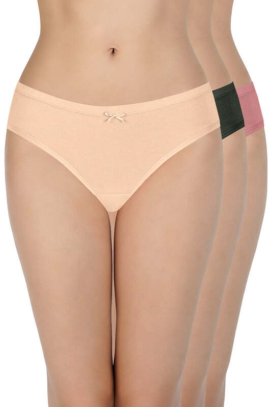AMANTE Insert Elastic Waistband Bikini Solid Assorted Panty (Pack of 3 Colors May Vary) 33005