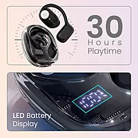 Portronics Twins 30 – OWS Earbuds, 30H Playtime, Bluetooth 5.0, IPX4 Water Resistant, Touch Control, Deep Bass, Comfortable Fit, Quick Charge, Perfect for Sports and Daily Use, Black.