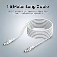 Konnect Y 1M USB-C to USB-C Cable – White Fast Charging & High-Speed Data Transfer