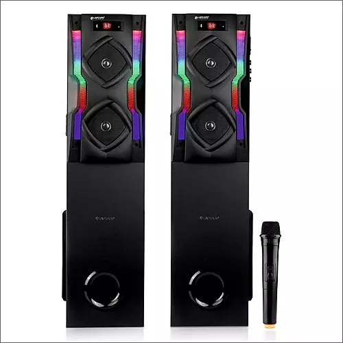Lapcare RAMP LTS‑600 – 160W Dual-Tower Bluetooth Speaker | USB/AUX/FM, Wireless Mic, Remote & RGB Lights for Parties