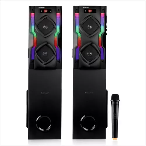 Lapcare RAMP LTS‑600 – 160W Dual-Tower Bluetooth Speaker | USB/AUX/FM, Wireless Mic, Remote & RGB Lights for Parties