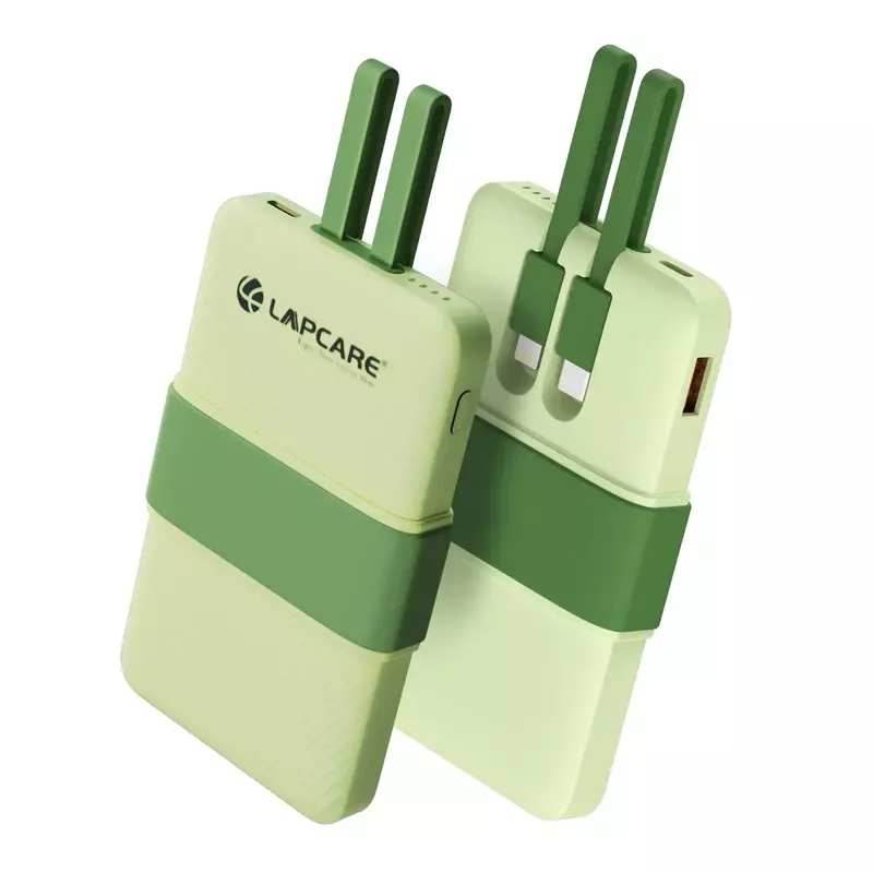 Volt 1 LBP-615 10000mAh Power Bank – 3 Output | Type-C & Lightning Cable | 22.5W | Green & White
