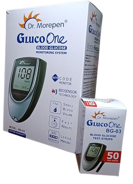 Dr Morepen BG03 Glucometer Strips (50Pcs) with Machine