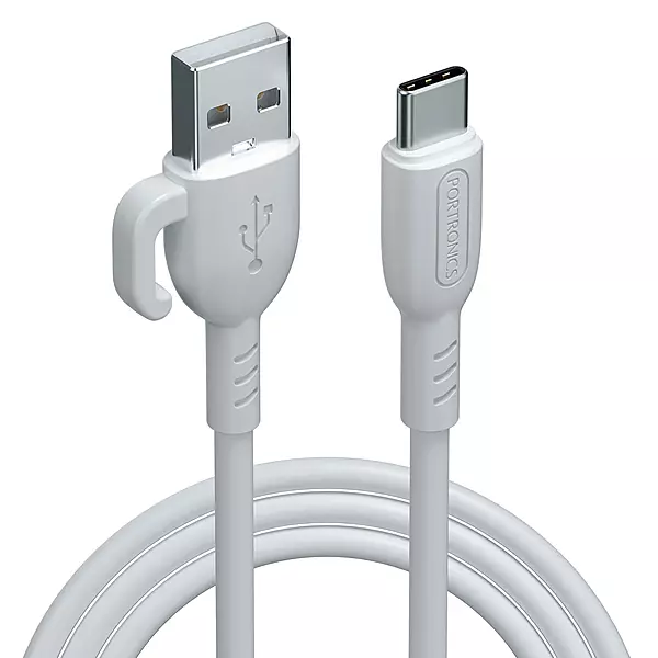 Portronics Konnect Core 3 USB-A to Micro Fast Charging Cable – 3.0A Max Output, Inbuilt Cable Management Hook | Fast Data Sync | White