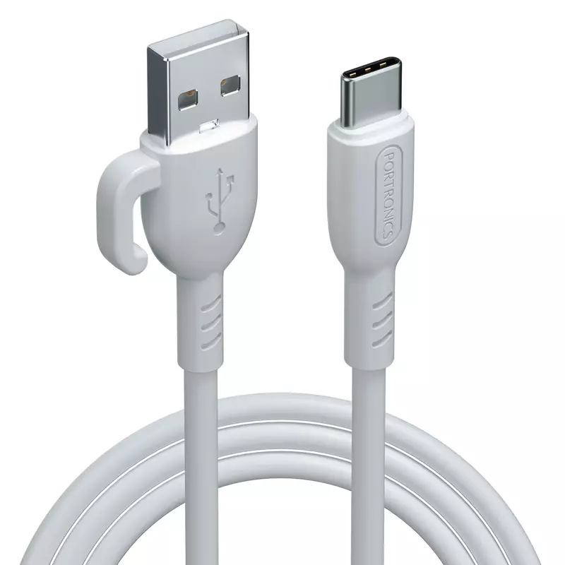 Portronics Konnect Core 3 USB-A to Micro Fast Charging Cable – 3.0A Max Output, Inbuilt Cable Management Hook | Fast Data Sync | White