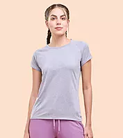 Enamor Short Sleeve Scoop Neck Regular Length Slim Active T-Shirt For Women - Slim Fit, Quick Dry, Antimicrobial - E089