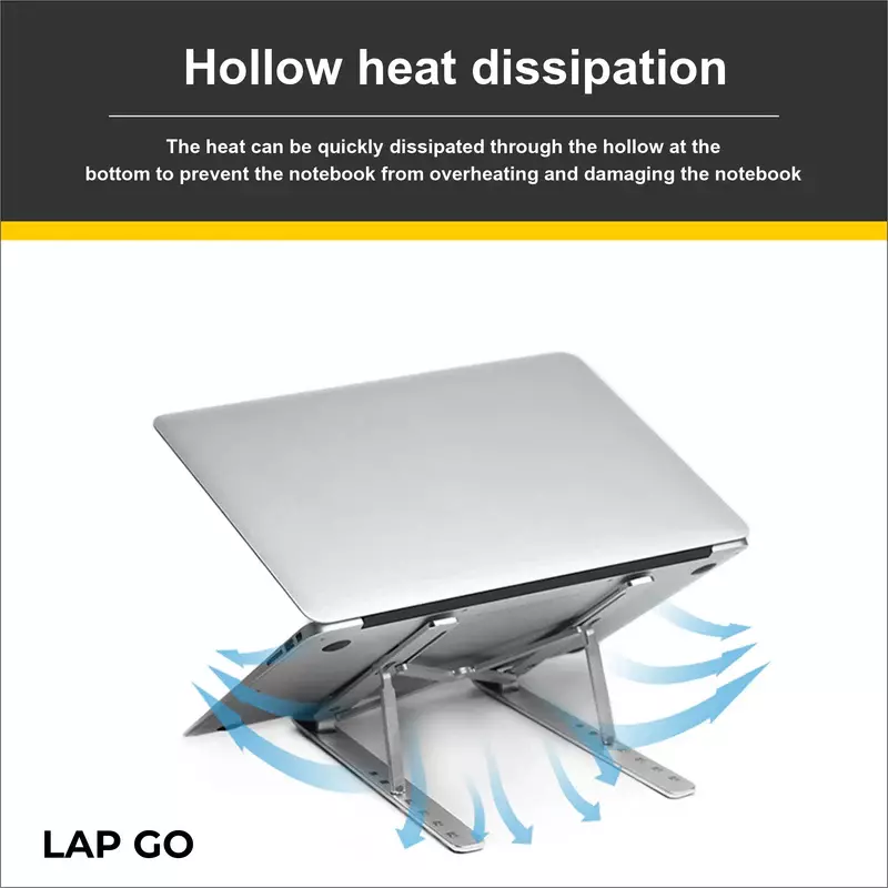 Lapcare LapGo LSE‑044 Aluminium Foldable Laptop Stand – 7-Angle Adjustable, Travel-Friendly