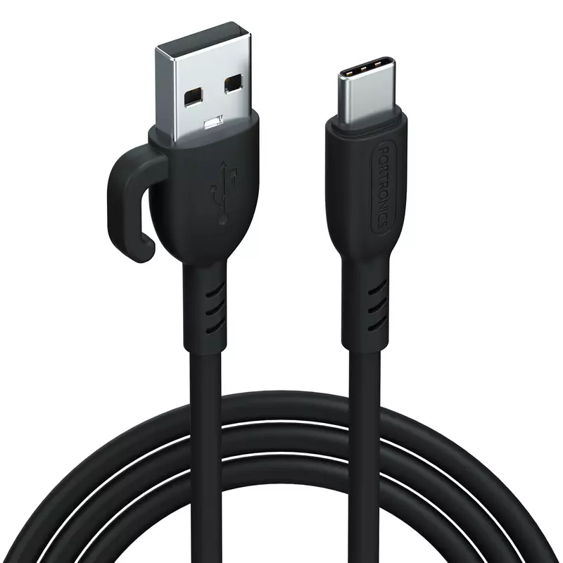 Portronics Konnect Core 3 – USB-A to Type-C Cable, 1.5m, Durable, Fast Charging, Data Transfer, Compatible with Smartphones, Tablets, Laptops, Sleek Black Design, Ideal for Everyday Use.