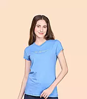 Enamor Essentials Womens E147-Short Sleeve Crew Neck Slim Fit Stretch Cotton Tee